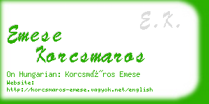 emese korcsmaros business card